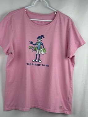 Life is Good Jackie Crusher Tee T Shirt Pink Size XL Talk Birdie to Me Golf